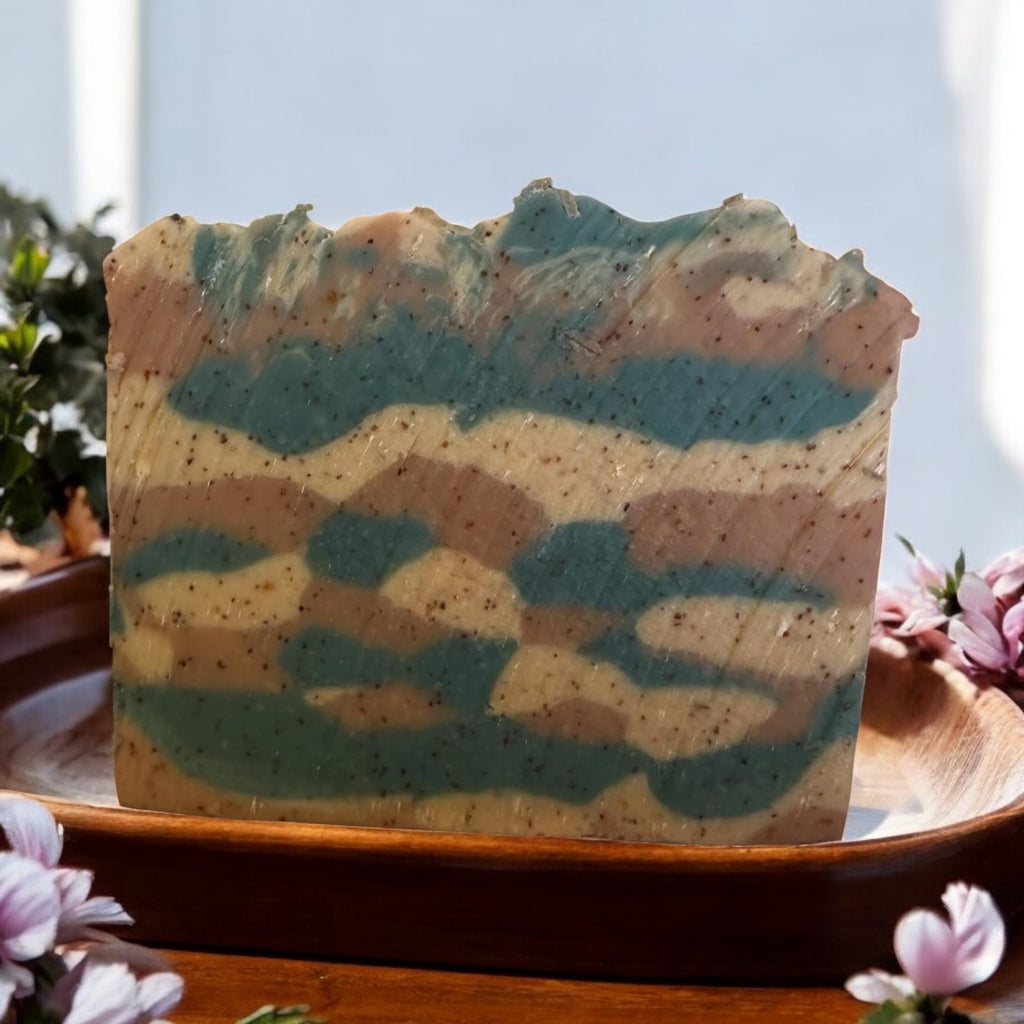 Soap - Goat Milk - EO Sandlewood/Geranium with Walnut powder & Glow Powder