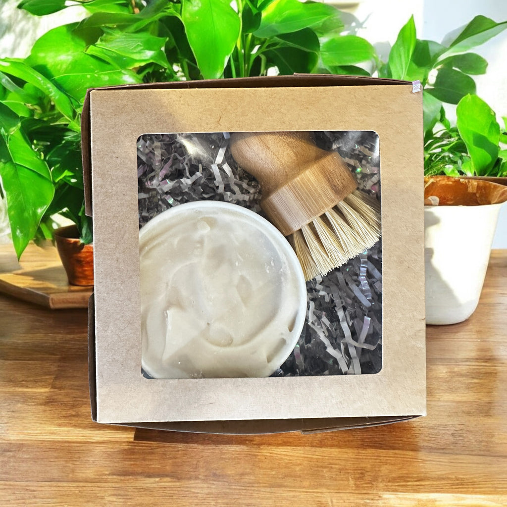 Goat Milk Solid Dish Soap + Bamboo brush (Unscented)
